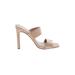 NY&C Heels: Slip On Stilleto Minimalist Tan Print Shoes - Women's Size 7 - Open Toe