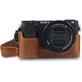 MegaGear Ever Ready Genuine Leather Camera Half Case for Sony Alpha a6400/a6100 (Bro MG1642