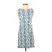 Talbots Casual Dress - Shift: Blue Print Dresses - Women's Size P