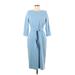 Adrianna Papell Casual Dress - Midi: Blue Solid Dresses - Women's Size 6