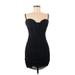 Cocktail Dress - Bodycon Plunge Sleeveless: Black Solid Dresses - Women's Size Medium