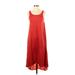 Eileen Fisher Casual Dress - High/Low Scoop Neck Sleeveless: Red Print Dresses - Women's Size X-Small