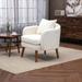 Modern Accent Chair, Boucle Upholstered Pad Solid Wood Armchair, Comfy Leisure Chair with Solid Wood Frame, for Living Room