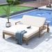 Wooden Patio 2-Person Daybed, Outdoor Sun Bed with Cushion, Reclining Chaise Lounge with Adjustable Backrest for Lawn Poolside