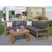 Gray 3-Piece Outdoor Patio Acacia Wood Sectional Sofa Set with Slatted Tabletop