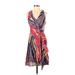 Nanette Lepore Casual Dress - Wrap: Red Graphic Dresses - Women's Size 2