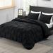 Pinch Pleat Microfiber Down Alternative Bedding Comforter Sets with Comforter and Pillow Shams, for All Seasons