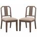 36 Inch Acacia Wood Dining Chair, Slat Back, Set of 2, Weathered Brown
