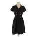 Forever 21 Casual Dress - Shirtdress: Black Polka Dots Dresses - Women's Size Small