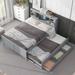 Full Size Platform Bed with USB,Drawable bed Trundle and 3 Drawers