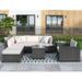 Removable Cushion Covers 8-Piece Rattan Sectional Seating Group with Waterproof Coffee Table