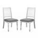 Set of 2 Padded Fabric Dining Chairs with Ladder Back in Antique White and Gray