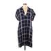 Soft Joie Casual Dress - Shift: Blue Grid Dresses - Women's Size Large