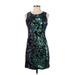 Forever 21 Contemporary Cocktail Dress - Sheath Scoop Neck Sleeveless: Teal Brocade Dresses - Women's Size Small