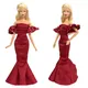 NK-Robe de soirée à manches de princesse pour Barbie robe rouge noble officielle robe de défilé de