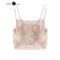 Silk Strap Top Bustier Large Lace Wrap Bra Undergarment Underwear with Breast Pad To Prevent