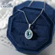 LAMOON Natural Topaz Necklaces For Women Gemstone Pendant Blue Stone 925 Sterling Silver White Gold