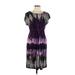 NY Collection Casual Dress: Purple Graphic Dresses - Women's Size Large Petite