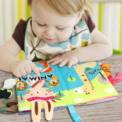 Weiche Babybücher 0-6 Monate Kleinkinder Spielzeug 0 bis 12 Monate Crinkle Stoff Bücher für Neugeborene Kinderwagen Spielzeug Bauch Zeit sensorische Spielzeuge Image