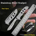 CNC Stainless Steel Quick-opening Folding Knife Utility Knife Mini Folding Keychain Scalpel EDC