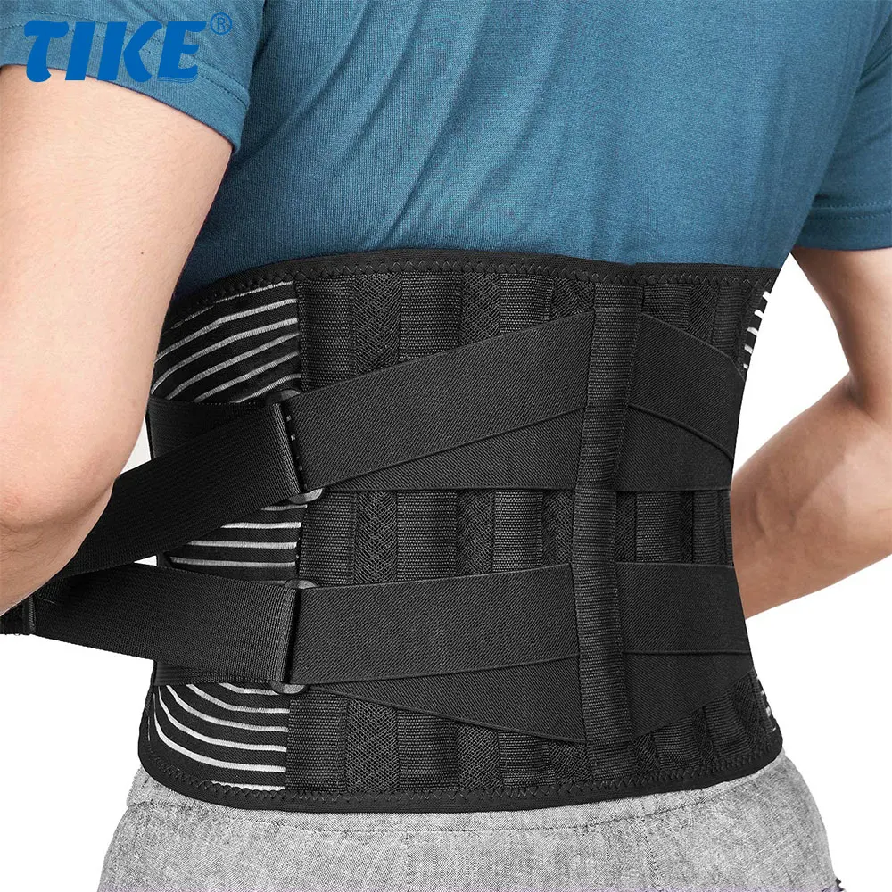 Untere Rückenstütze mit 6 Bleiben, rutschfeste orthopädische Lendenwirbelstütze, atmungsaktiver Taillenstützgürtel für Männer und Frauen, Fitnessstudio, Schmerzlinderung Image