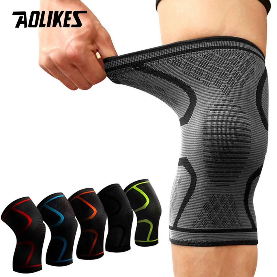 AOLIKES 1 pièces Fitness course cyclisme genouillère bretelles élastique en Nylon Sport Compression genouillère manchon pour basket-ball