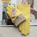 Gants en peau de mouton pour femmes cuir véritable mode droite doublure en laine printemps et