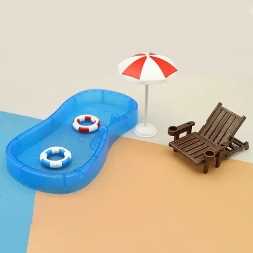 1 Satz Puppenhaus Simulation niedlichen Mini-Schwimmbad Schwimm kreis Strandkorb Set Modell