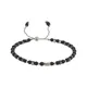Bracelet Rond en Onyx Noir et Marcasite Cubique de 3mm Perles en Pierre Naturelle en Argent