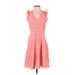 Rebecca Taylor Casual Dress - Fit & Flare: Orange Solid Dresses - Women's Size 0