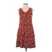 Garnet Hill Casual Dress: Burgundy Floral Motif Dresses - Women's Size X-Small