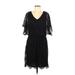 Alfani Cocktail Dress - Party V Neck Short sleeves: Black Print Dresses - Women's Size Large