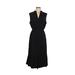 Vince. Casual Dress - Midi V Neck Sleeveless: Black Print Dresses - Women's Size Large