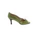 Talbots Heels: Pumps Stilleto Cocktail Party Green Print Shoes - Women's Size 7 1/2 - Peep Toe