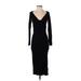 J.Crew Casual Dress - Midi Plunge 3/4 sleeves: Black Solid Dresses - Women's Size Small