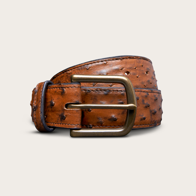 Tecovas Men's Ostrich Belt, Peanut, Size 42