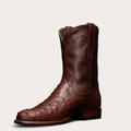 Tecovas Men's The Duke Roper Boots, Round Toe, 10" Shaft, Mahogany, Ostrich, 1.125" Heel, 11.5 D