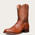 Tecovas Men's The Duke Roper Boots, Round Toe, 10" Shaft, Pecan, Ostrich, 1.125" Heel, 13 EE