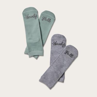 Tecovas Women's Howdy Y'all Hiking Socks (2-Pack), LT Teal/Gray, Polyester/Spandex, Size M (M: 7-9)/(W: 5-10)