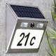 Prolenta Premium - Hausnummer Solar LED-beleuchtet Silbern - Silber