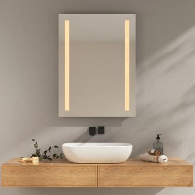 Led Badspiegel 60x80cm Wandspiegel mit Beleuchtung, mit Taste und Beschlagfrei, 2 Lichtfarbe