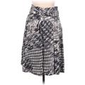 Due Per Due Silk Skirt: Gray Houndstooth Bottoms - Women's Size 10