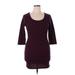 Brave Soul Casual Dress - Bodycon Scoop Neck 3/4 sleeves: Red Stripes Dresses - Women's Size 14