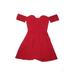 Style Stalker Casual Dress - A-Line Plunge Short sleeves: Red Print Dresses - Women's Size X-Small