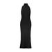 Rib Knit Diamond Neck Dress In Black Clothing