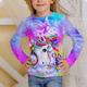 T-shirt Fille Enfants manche longue 3D effet Animal Licorne Col ras du cou Noir Enfants Hauts Automne Printemps Actif Sportif Mode Extérieur du quotidien Intérieur Standard 3-12 ans