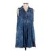 Entro Casual Dress - DropWaist: Blue Acid Wash Print Dresses - Women's Size Medium