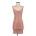 Fashion Nova Cocktail Dress - Bodycon V Neck Sleeveless: Brown Print Dresses - New - Women's Size Small