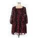 Maison Tara Casual Dress: Burgundy Floral Motif Dresses - Women's Size 18