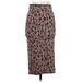 Ann Taylor Casual Midi Skirt Midi: Brown Leopard Print Bottoms - Women's Size X-Small